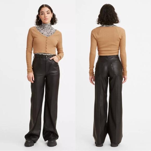 Levi’s 70'S FAUX LEATHER FLARE WOMEN'S PANTS - Picture 1 of 6